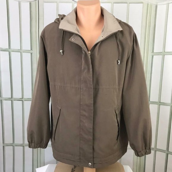 giacca Other - Giacca Soft Khaki Windbreaker Jacket Coat with Removable Hood